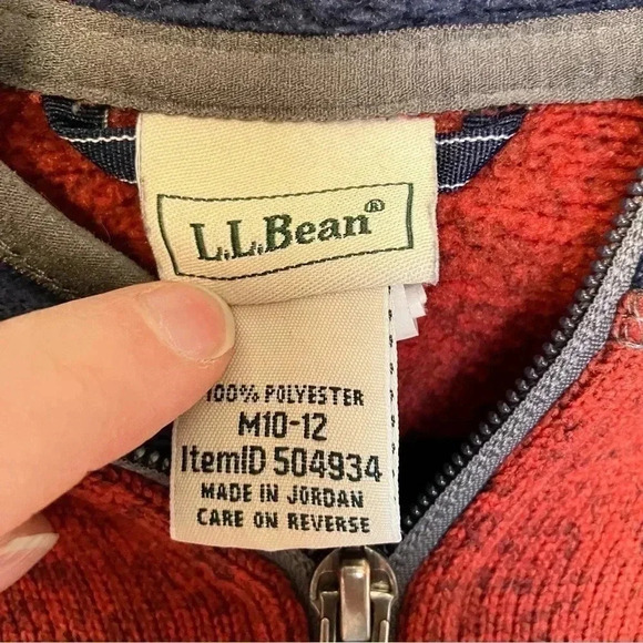 L.L. Bean red blue full  zip hooded jacket - Picture 2 of 4